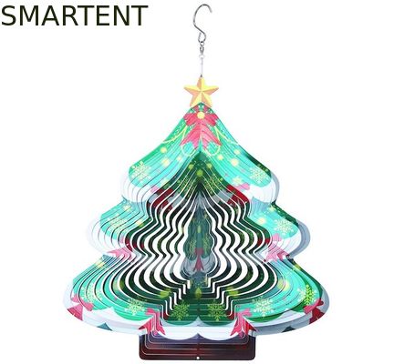 Comprar Carrilhões de vento de gerencio da árvore de Natal do girador 3D do vento do metal da largura 27cm Fabricação em linha