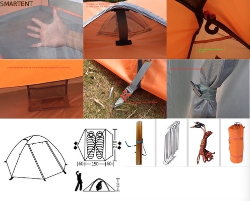 Fácil de montar Tendas de acampamento ao ar livre 210*180*130CM Laranja 190T Poliéster PU2000MM Tenda de pólo de alumínio fornecedor
