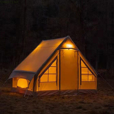 Tendas de acampamento ao ar livre Tenda inflável à prova de chuva de algodão bege espessado para acampamento em família e aventuras ao ar livre fornecedor