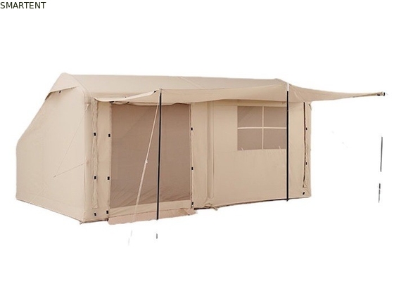 Tendas de acampamento ao ar livre 410*270*200CM impermeável Beige algodão tenda inflável para 3-4 pessoas estilo cabana florestal leve e durável para aventuras ao ar livre fornecedor