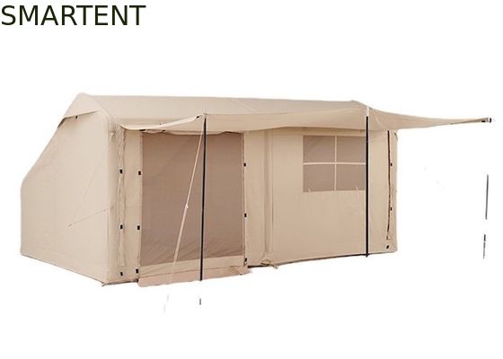 Comprar Tendas de acampamento ao ar livre 410*270*200CM impermeável Beige algodão tenda inflável para 3-4 pessoas estilo cabana florestal leve e durável para aventuras ao ar livre Fabricação em linha