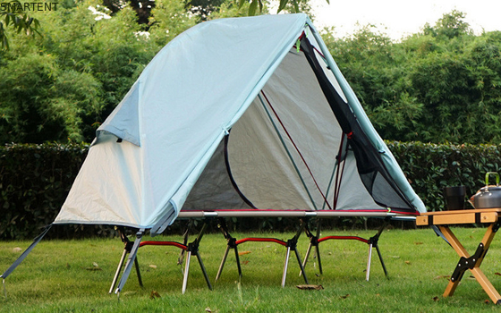 Explore o ar livre com nossas tendas de acampamento ao ar livre 200*120*95CM Azul 210D Poliéster Oxford Cama de tenda com cama de acampamento dobrável fornecedor