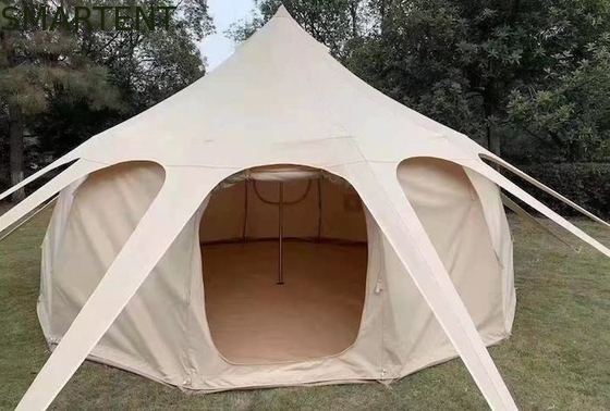 Impermeável 3000MM revestido 285G Cor bege Algodão Outdoor Lotus Camping Tents 5*5*3M fornecedor