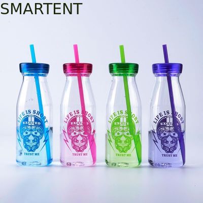 Comprar Garrafas de água plásticas relativas à promoção 450ML do exercício da garrafa da bebida da forma com Straw Milk Flask Fabricação em linha