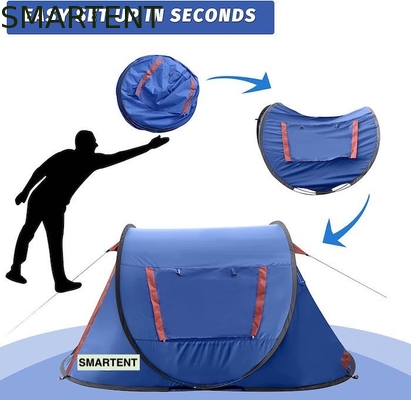 7.2FT*4.5FT*40Inch Fácil Configuração 2 Pessoas Azul Poliéster Impermeável Pop Up Camping Tent Com Janela de malha ventilada fornecedor