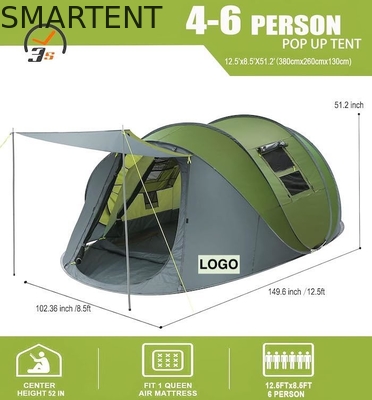 Tenda de acampamento de 4 a 6 pessoas com portas duplas e janelas de malha de ventilação fornecedor