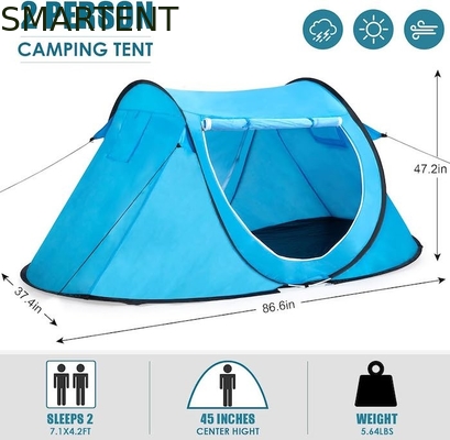 86.6*37.4*47.2 Inch Blue Pop Up Camping Tent With Ventilated Mesh Windows Capacidade de 2 pessoas Design à prova d'água fornecedor
