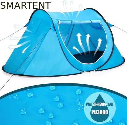 86.6*37.4*47.2 Inch Blue Pop Up Camping Tent With Ventilated Mesh Windows Capacidade de 2 pessoas Design à prova d'água fornecedor