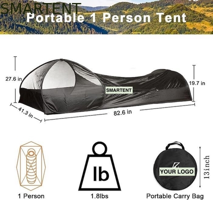 82.6*27.6*19.7 polegadas Negro Fácil Pop Up Camping Tents com piso à prova d'água Fibra de vidro Pole Carry Bag para 1 pessoa fornecedor