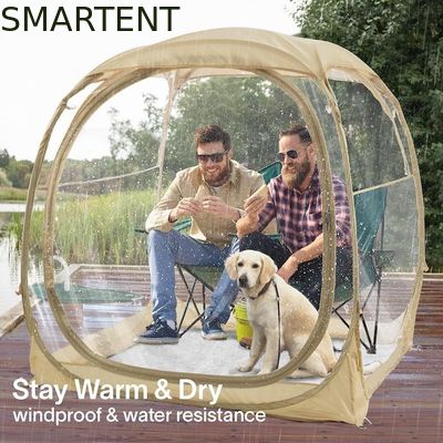 comprar 160*160*160CM Tenda de acampamento transparente ao ar livre com estrutura de aço resistente Proteção UV Poliéster Fabricação em linha