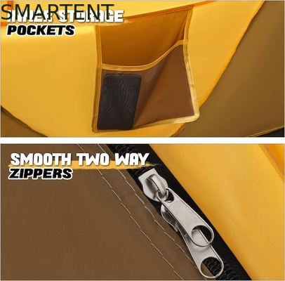 96*59*41 polegadas de poliéster amarelo 4 Temporada Pop Up Camping Tent com janelas de malha e design à prova d'água para 2 pessoas fornecedor