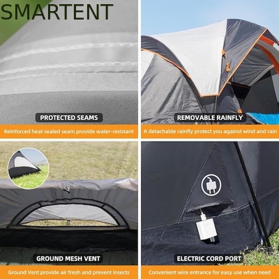 410*210*140CM Grey Polyester 6-Season Pop Up Camping Tent com piso impermeável / janelas de malha fornecedor