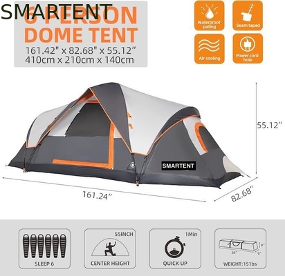 410*210*140CM Grey Polyester 6-Season Pop Up Camping Tent com piso impermeável / janelas de malha fornecedor