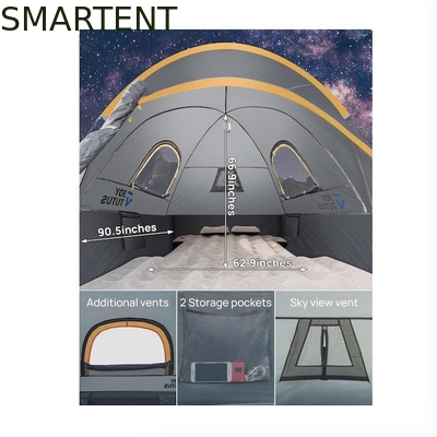 Área exterior 2.17*1.60*1.70M Cinza PU2000 Poliéster Impermeável 2Person Pickup Camping Tent Com Fibra de Vidro Pole fornecedor