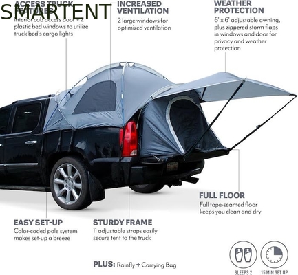72'Inch Grey Pickup Camping Tent 4-Season 2-Person Fiberglass Pole Waterproof Coated Polyester Com Janela de Malha fornecedor