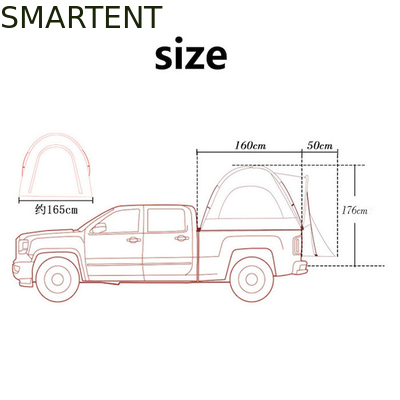 (165+50) * 165*176CM 1 pessoa Cor azul impermeável revestido de prata Poliéster 210D Automático Pop UP Truck Tail Tent fornecedor