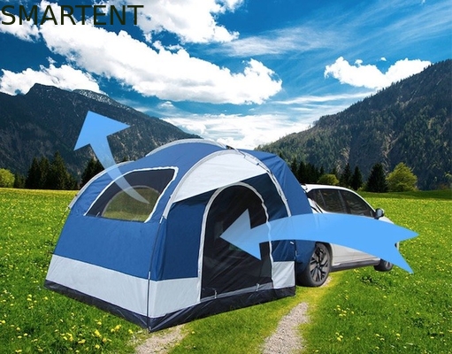 250*250*200CM PU2000MM revestido de poliéster 210D 2 portas SUV tenda de acampamento com postes de fibra de vidro e janelas de malha fornecedor