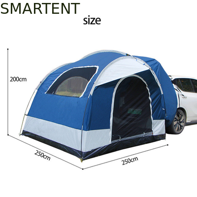 250*250*200CM PU2000MM revestido de poliéster 210D 2 portas SUV tenda de acampamento com postes de fibra de vidro e janelas de malha fornecedor