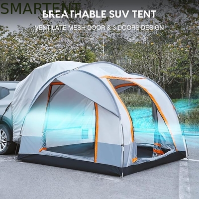 Tenda de acampamento SUV 210D revestida de poliéster cinza para 6 pessoas com janelas de malha e proteção UV fornecedor