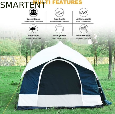 2.44*2.44*2.19M 6 Pessoas azul impermeável revestido de poliéster Car Camping Tent com 2 Windows 4 Temporada Quick Setup fornecedor