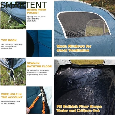 2.44*2.44*2.19M 6 Pessoas azul impermeável revestido de poliéster Car Camping Tent com 2 Windows 4 Temporada Quick Setup fornecedor