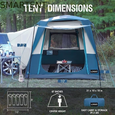 3.05*2.44*2.21M Personalizavel 4 Temporada Cor Azul Impermeável PU2000MM Revestido Poliéster Mobile Car Camping Tent fornecedor