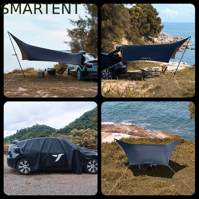 530*390CM Preto 420D Ripstop Poliéster Tesla Camping Tent Canopy Carro Leve Rainfly Side Awing Para Modelo Y&amp;3 fornecedor