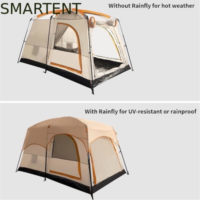 Barraca de acampamento para 4 pessoas, 3,3 * 2,1 * 1,85 m, para todos os climas, cáqui, à prova d'água, revestida em poliéster, design para 2 casas, barraca de acampamento fornecedor