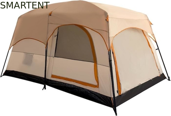 Barraca de acampamento para 4 pessoas, 3,3 * 2,1 * 1,85 m, para todos os climas, cáqui, à prova d'água, revestida em poliéster, design para 2 casas, barraca de acampamento fornecedor