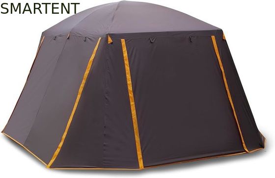 Comprar 6 pessoas espaçoso cor marrom impermeável revestido de poliéster exterior grande família acampamento casas de tenda com postes de fibra de vidro Fabricação em linha