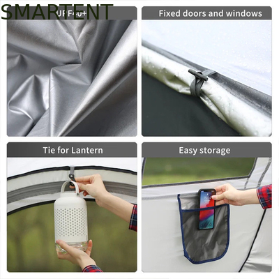 280*200*130CM Cinza PU2000MM Impermeável revestido 190T Poliéster 4-Season Pop Up Tent Boat With Mesh Windows Para acampamento fornecedor