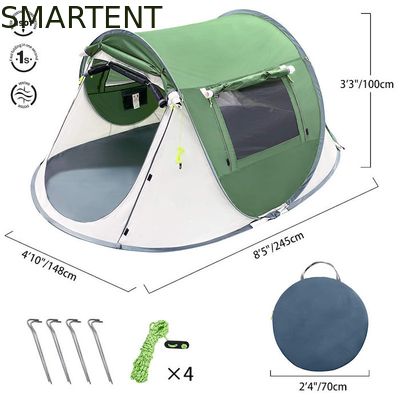 2 pessoas 245*148*100cm Poliéster verde impermeável Acampamento ao ar livre Tenda de barco espaçosa com ventilação de malha fornecedor