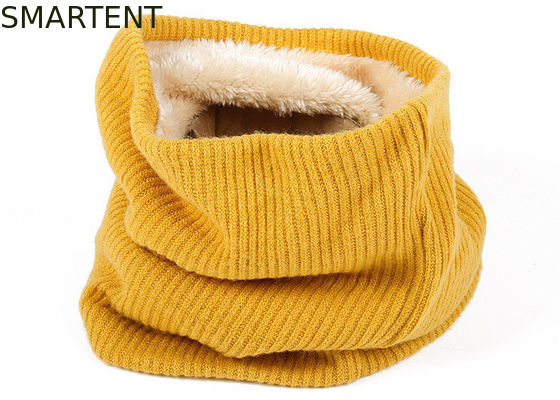 Comprar Dupla camada Eco Amigável Amarelo RPET Collar de tricô aquecedor revestimento com veludo Fabricação em linha