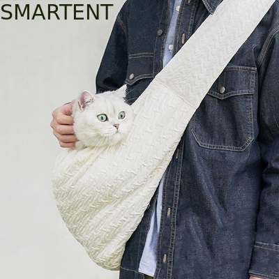 Bolsa de ombro para animais de estimação fofa, cor branca, poliéster, bolsa de ombro para animais de estimação, quente de inverno, bolsa crossbody macia e confortável para animais de estimação fornecedor