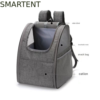 Mochila dobrável para animais de estimação cinza 34*28*42CM, tecido macio, mochila para gatinhos bonitos, estilo fofo/divertido/brincalhão para perfeito fornecedor