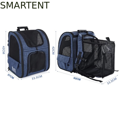 Outdoor 33.5*27*42cm Azul Cationic Oxford Expandable Pet Travel Backpack Soft Fabric Lovely Pet Necessities para seus companheiros satisfeitos fornecedor