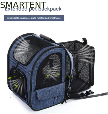 Outdoor 33.5*27*42cm Azul Cationic Oxford Expandable Pet Travel Backpack Soft Fabric Lovely Pet Necessities para seus companheiros satisfeitos fornecedor