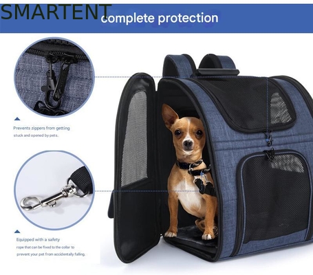 Outdoor 33.5*27*42cm Azul Cationic Oxford Expandable Pet Travel Backpack Soft Fabric Lovely Pet Necessities para seus companheiros satisfeitos fornecedor