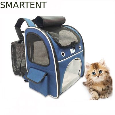 Comprar Mochila de viagem expansível para animais de estimação em poliéster Oxford azul lavável, durável, não tóxico, ideal para donos de animais de estimação em ambientes internos e externos que precisam de equipamentos de viagem seguros e fáceis de limpar Fabricação em linha