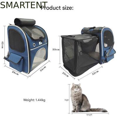 Washable Blue Polyester Oxford Expandable Pet Rucksack Travel Bag Durable Non Toxic Ideal For Indoor Outdoor Pet Owners Needing Safe And Easy To Clean Travel Gear fornecedor