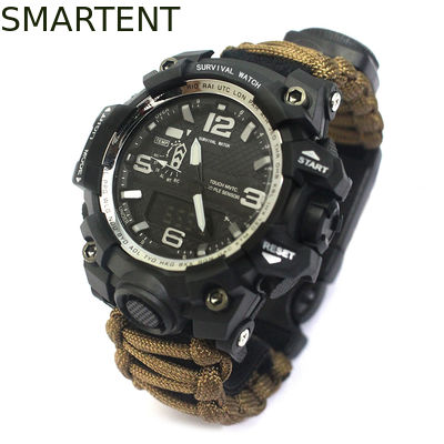 Comprar Punho de nylon de Paracord do relógio exterior do bracelete da sobrevivência da emergência de Brown Fabricação em linha