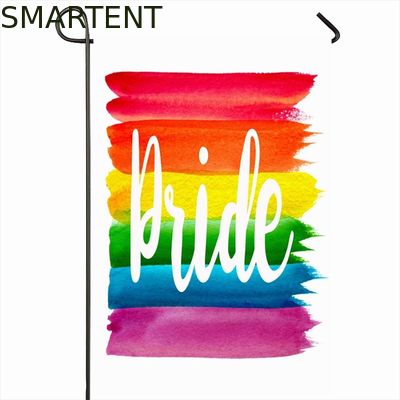 Comprar arco-íris feito sob encomenda Pride Garden Banner alegre das bandeiras de praia da transferência térmica do poliéster 100D Fabricação em linha