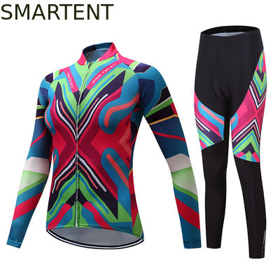 Comprar A roupa de ciclagem de ciclagem do terno da luva longa fêmea do jérsei sere colorido Fabricação em linha