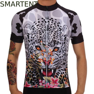 Comprar Acessórios de ciclagem de ciclagem da bicicleta do t-shirt do jérsei do terno de Dryfit do poliéster do projeto do leopardo Fabricação em linha