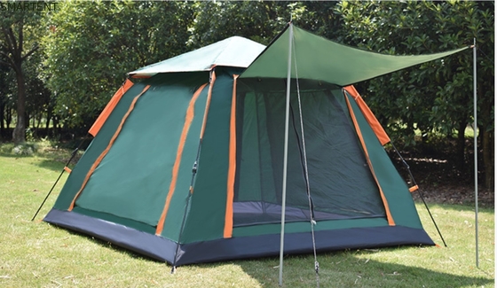 Tendas de acampamento ao ar livre à prova de sol e ventilada Automática Fibra de vidro Quadro 210D Poliéster 240*240*140cm Verde Design moderno fornecedor