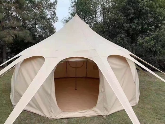 300 * 300 * 200 CM 5 M 280GSM Bege Algodão Revestido À Prova D 'Água Lotus Design Glamping Barraca de Acampamento Ao Ar Livre fornecedor