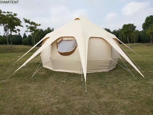 300 * 300 * 200 CM 5 M 280GSM Bege Algodão Revestido À Prova D 'Água Lotus Design Glamping Barraca de Acampamento Ao Ar Livre fornecedor