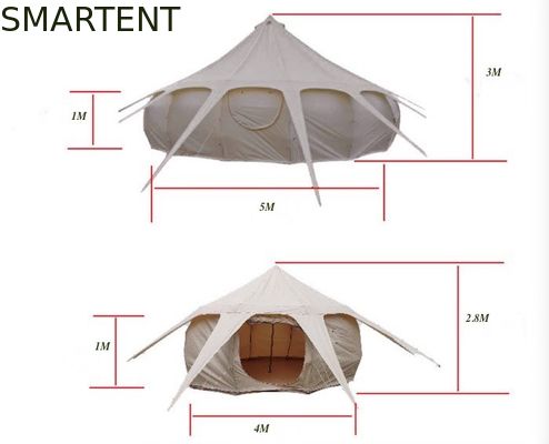 Comprar 300 * 300 * 200 CM 5 M 280GSM Bege Algodão Revestido À Prova D 'Água Lotus Design Glamping Barraca de Acampamento Ao Ar Livre Fabricação em linha