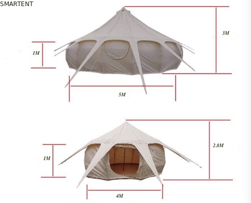300 * 300 * 200 CM 5 M 280GSM Bege Algodão Revestido À Prova D 'Água Lotus Design Glamping Barraca de Acampamento Ao Ar Livre fornecedor