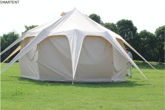 300 * 300 * 200 CM 5 M 280GSM Bege Algodão Revestido À Prova D 'Água Lotus Design Glamping Barraca de Acampamento Ao Ar Livre fornecedor